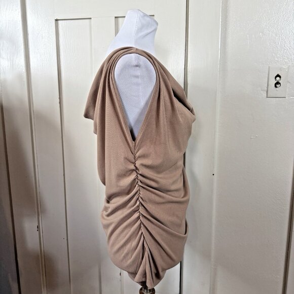 Nine Britton Women's XXL Ruched Side Scoop Neck Draped Rib Knit Asymmetrical Top - Picture 3 of 6